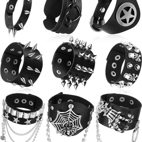 Spiked Studded Bracelet Set